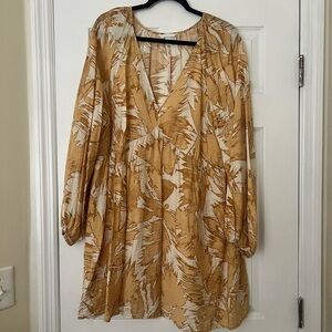 H&M Long Sleeve Dress in Mustard and White